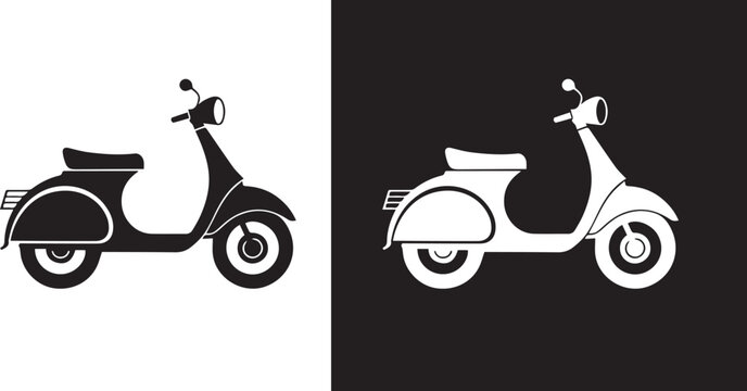 Delivery scooter icon in black. graphic vector icon 