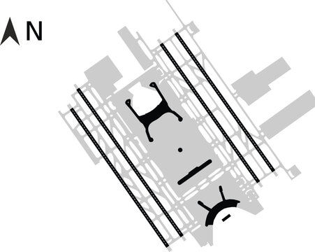 Seoul Incheon International Airport ICN RKSI Map Layout Diagram Blank Vector Illustration