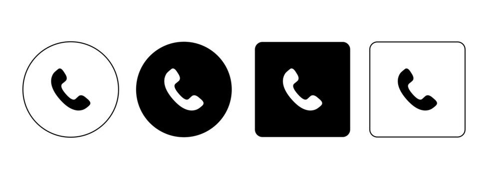 Minimal Phone Icon Black, Call Symbol, Communication UI Vector