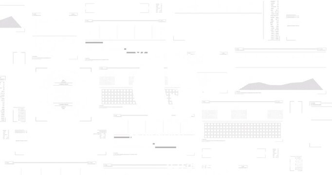 Wireframe layout receiving ping, panels sliding, bars shifting, mound growing, showing UI updates