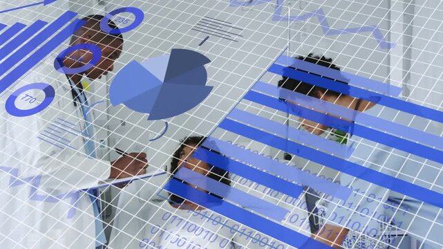 MDs entering, checking tablet, checking vitals while moving charts highlighting data for diagnosis