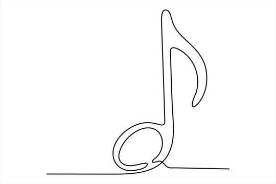 Single musical quaver note vector illustration, continuous one line drawing of music eighth note symbol isolated on white background..eps