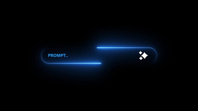 generative ai prompt interaction. businessman NEON futuristic ai prompt search bar interface. concept of artificial intelligence, chatbot query and digital assistant technology