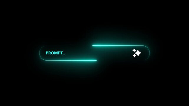generative ai prompt interaction. businessman NEON futuristic ai prompt search bar interface. concept of artificial intelligence, chatbot query and digital assistant technology