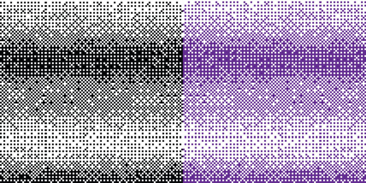 Abstract pixel art pattern background, geometric halftone mosaic texture in grey and purple, digital glitch aesthetic vector illustration