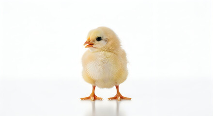 Obraz premium Cute yellow chick standing on clean surface