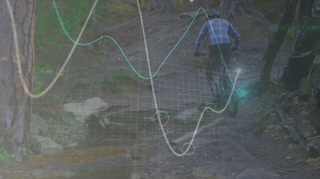 Man pedaling MTB uphill hitting roots causing weight shifting to climb, with tech grid aligning