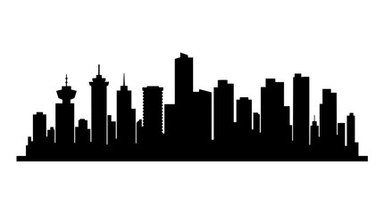 Obraz premium Vector silhouette of Vancouver city skyline with modern buildings and mountains, urban architectural landmark art