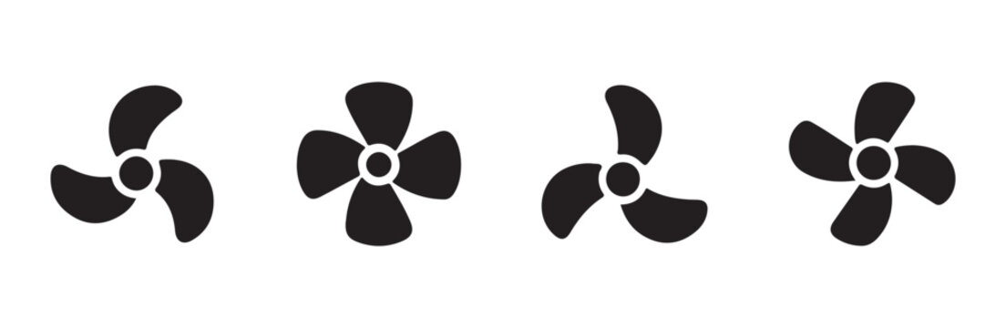 Fan propeller icons simple dark on white.