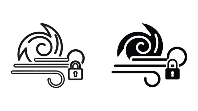 Locked musical treble clef and bass clef symbols with swirls
