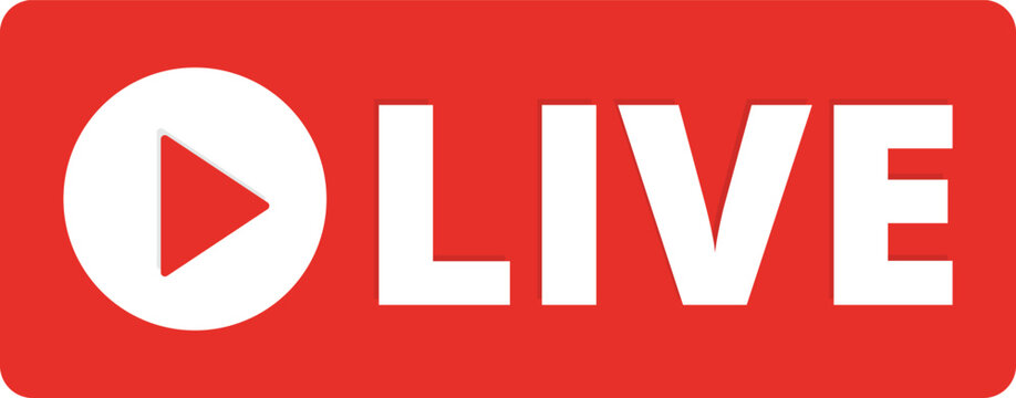 Live stream live red button vector icon