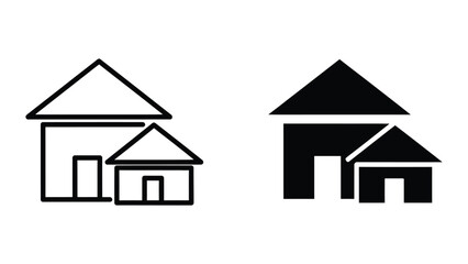 Naklejka premium Simple house icon with black and white color scheme