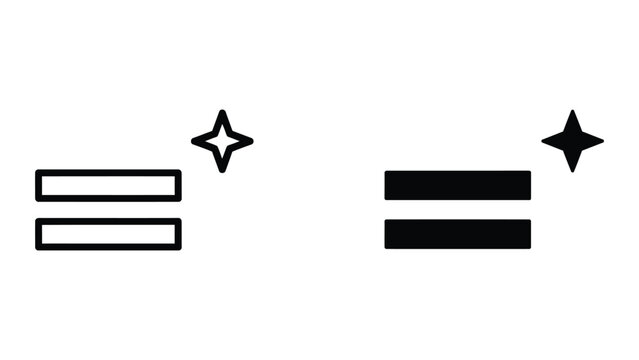 Minimalist equal and parallel line icons with star accents