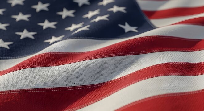 Close up of the american flag with stars and stripes