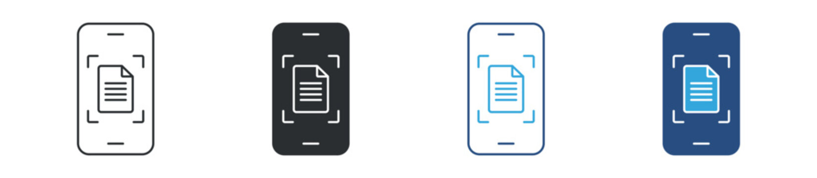 Online file scanning icon set. mobile digital scan upload concept. vector illustration.
