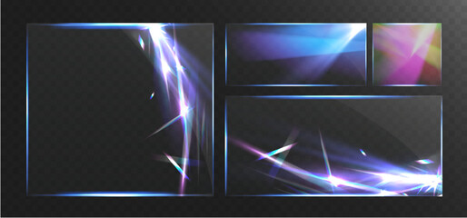 glass frame template set with prism light refraction and iridescent glow abstract futuristic backgrounds collection © NAUM