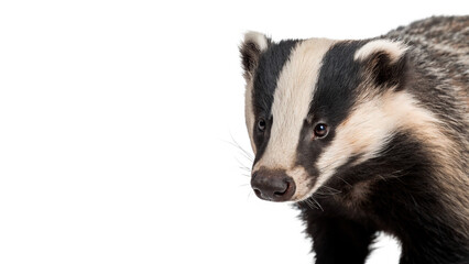 European Badger Striped Face Thick Hair isolated on transparent background cut out © 1png-stock