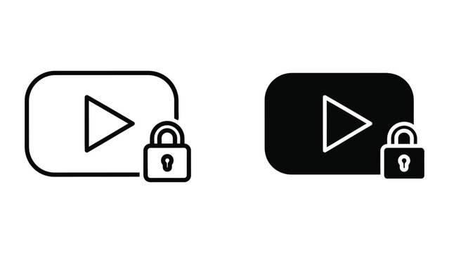 Youtube play button with secure lock icon in light and dark versions