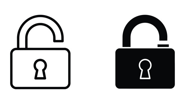 Open and closed padlock icons on contrasting backgrounds