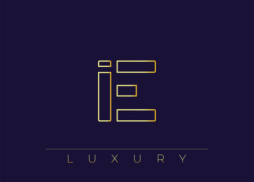 IE Luxury Modern Interlocking Letter Logo Design. Luxury Monogram Logo With Gold Outline On dark Background, Elegant Minimal Branding Mark.