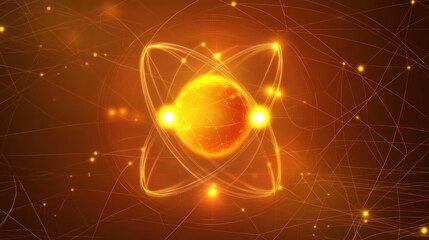 Fototapeta premium Abstract Quantum Atom Model with Orbiting Electrons Representing Scientific Research and Advanced Technology