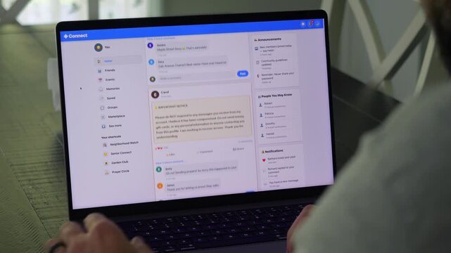 Older man using a laptop to answer social media quiz questions illustrating the dangers of oversharing personal data and cybersecurity risks