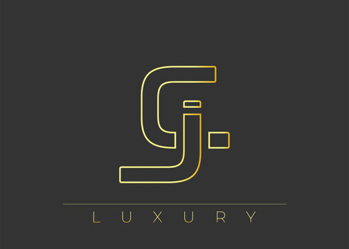 JC Luxury Modern Interlocking Letter Logo Design. Luxury Monogram Logo With Gold Outline On dark Background, Elegant Minimal Branding Mark.