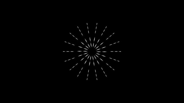 Sparkle ellipse burst animation effect motion graphics. firework blast elements radial blast shapes, seamless loop, black background, 4k abstract motion graphics