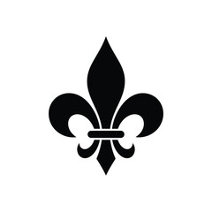 Fleur de lis silhouette black floral emblem on white background © Vector Hub24