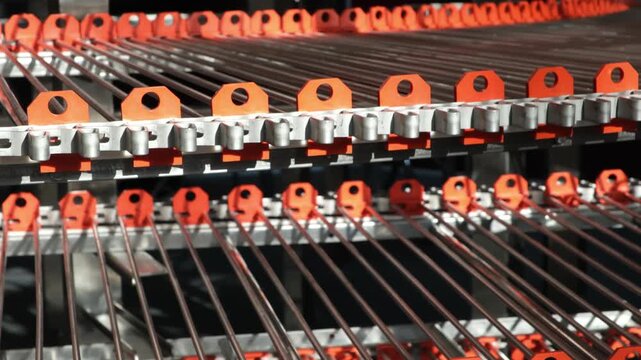 Metal tape bakery belt of automatic conveyor, Tape belt of automatic conveyor. product packaging concept