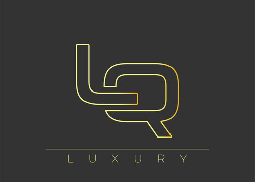 LQ Luxury Modern Interlocking Letter Logo Design. Luxury Monogram Logo With Gold Outline On dark Background, Elegant Minimal Branding Mark.