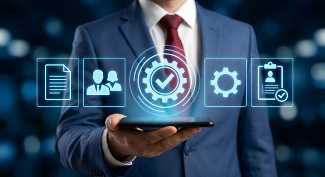 Digital business automation dashboard for workflow optimization quality control and employee management