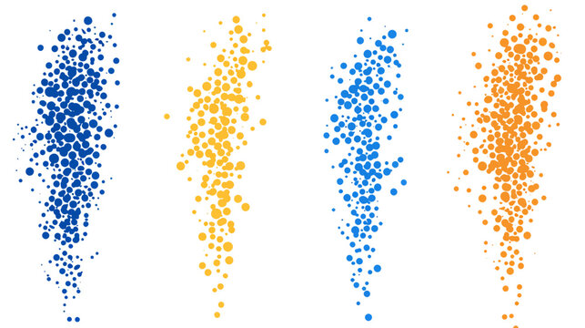 Four columns of varying colored circles against a white background. Each column is unique