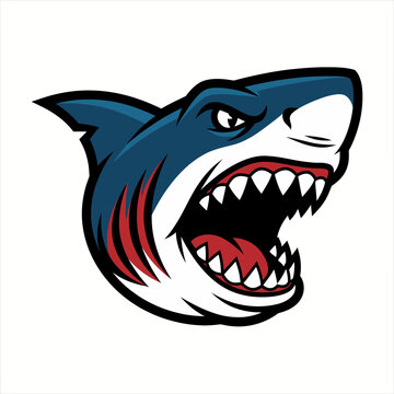 Angry Shark Face Vector Mascot for Gaming Team Logo