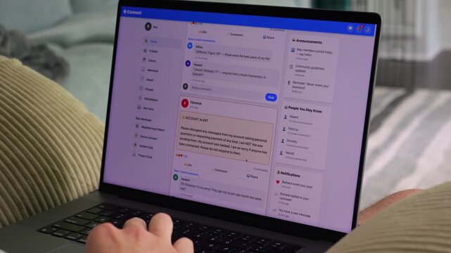 Older man using a laptop to answer social media quiz questions illustrating the dangers of oversharing personal data and cybersecurity risks