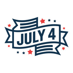July 4th banner with stars isolated on transparent background © Iqbal