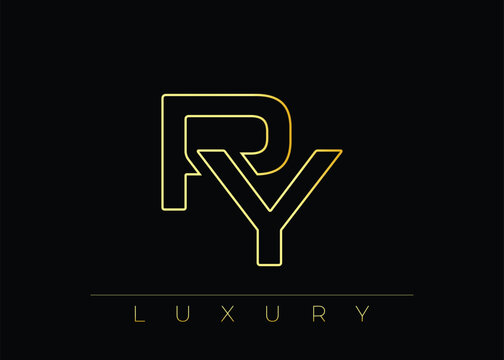 PY Luxury Modern Interlocking Letter Logo Design. Luxury Monogram Logo With Gold Outline On dark Background, Elegant Minimal Branding Mark.
