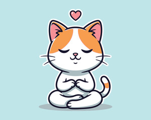 Obraz premium Meditating kitten a peaceful orange and white cat in a zen pose