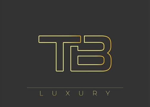 TB Luxury Modern Interlocking Letter Logo Design. Luxury Monogram Logo With Gold Outline On dark Background, Elegant Minimal Branding Mark.