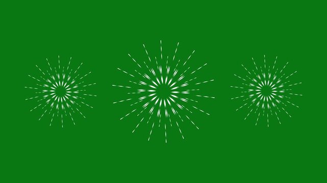 geometric circle burst animation sparkle explosion effect,  seamless loop,green background, 4k shiny circle burst, firework explosion, pop-up line effect