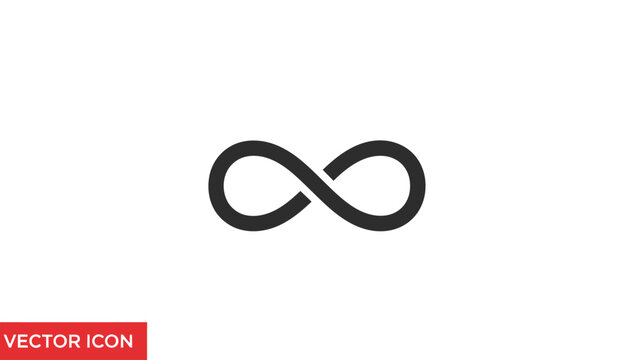 A simple black infinity symbol against a stark white background