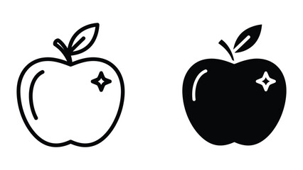 Obraz premium Minimalist apple icons with star detail in outline and solid styles