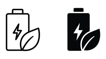 Modern battery icon with leaf symbol for eco energy © Jahidul
