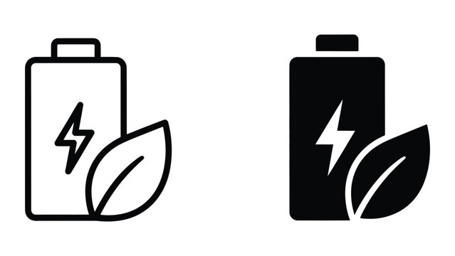 Modern battery icon with leaf symbol for eco energy