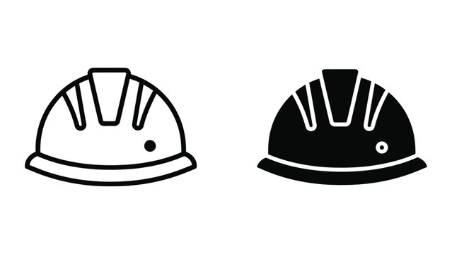 Black and white hard hat safety helmet icon vector illustration