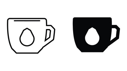 Naklejka premium Simple black and white coffee mug icon with steam