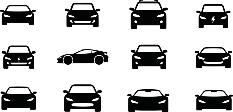 Various car vehicle types and automotive transport icons for web design navigation.