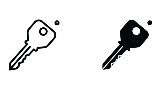 Black and white key icons with broken and intact key design