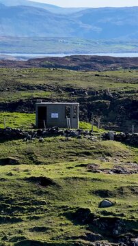 Aerial view of the lookout post LOP 73 at Dunmore Head by Portnoo in County Donegal, Ireland.