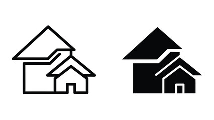 Fototapeta premium Simple black and white house icon with roof styles